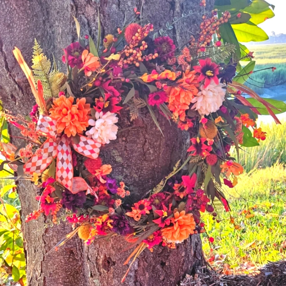 Fall/Autumn Faux Floral Grapevine Wreath - Picture 9 of 10
